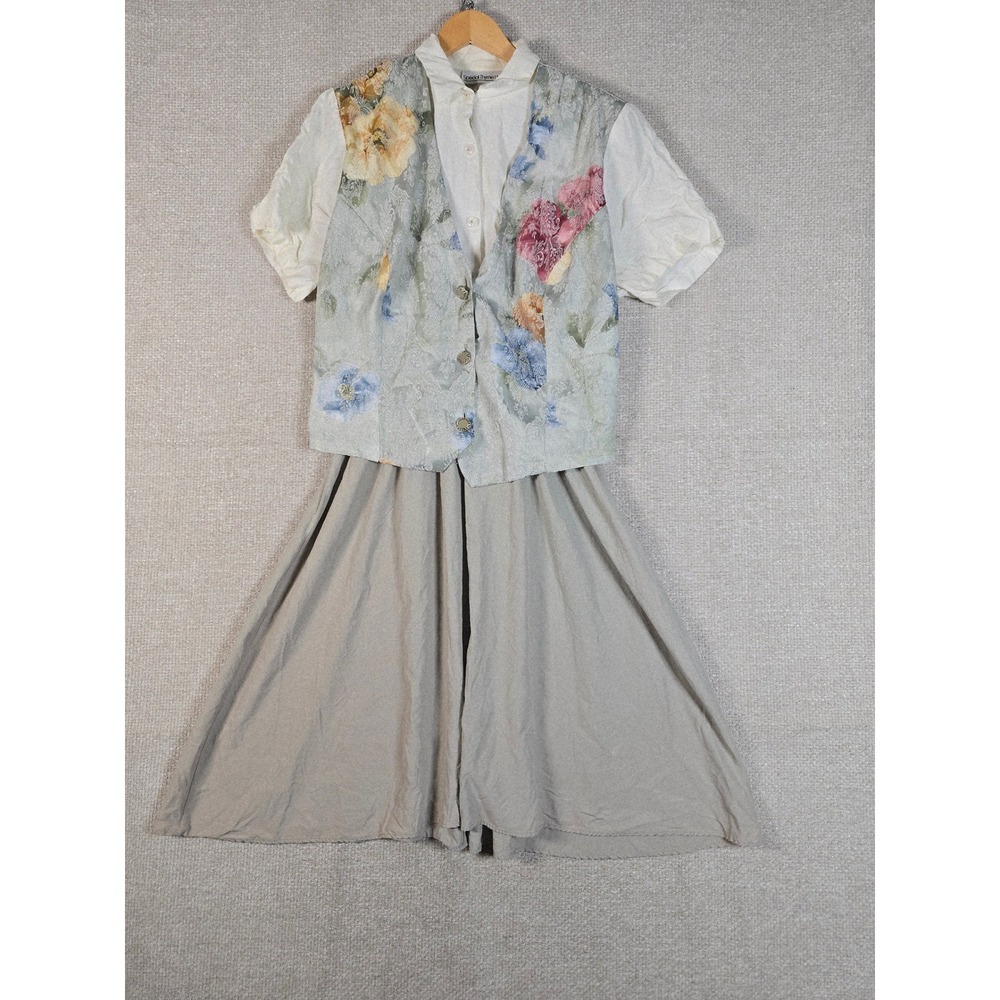 Vintage Special Thyme Ltd 2-in-1 Dress w/ Attached Floral Vest Size 18W Made USA